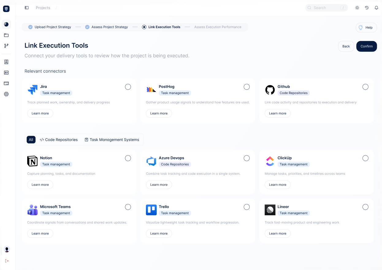 Connect Jira, GitHub, and other execution tools via OAuth