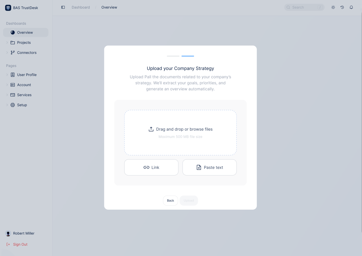 Upload your strategy document; AI extracts objectives